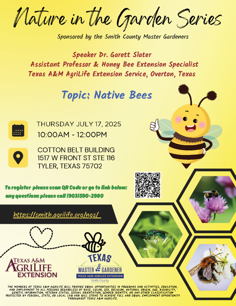 Nature in the Garden Series – Dr. Garett Slater – Native Bees